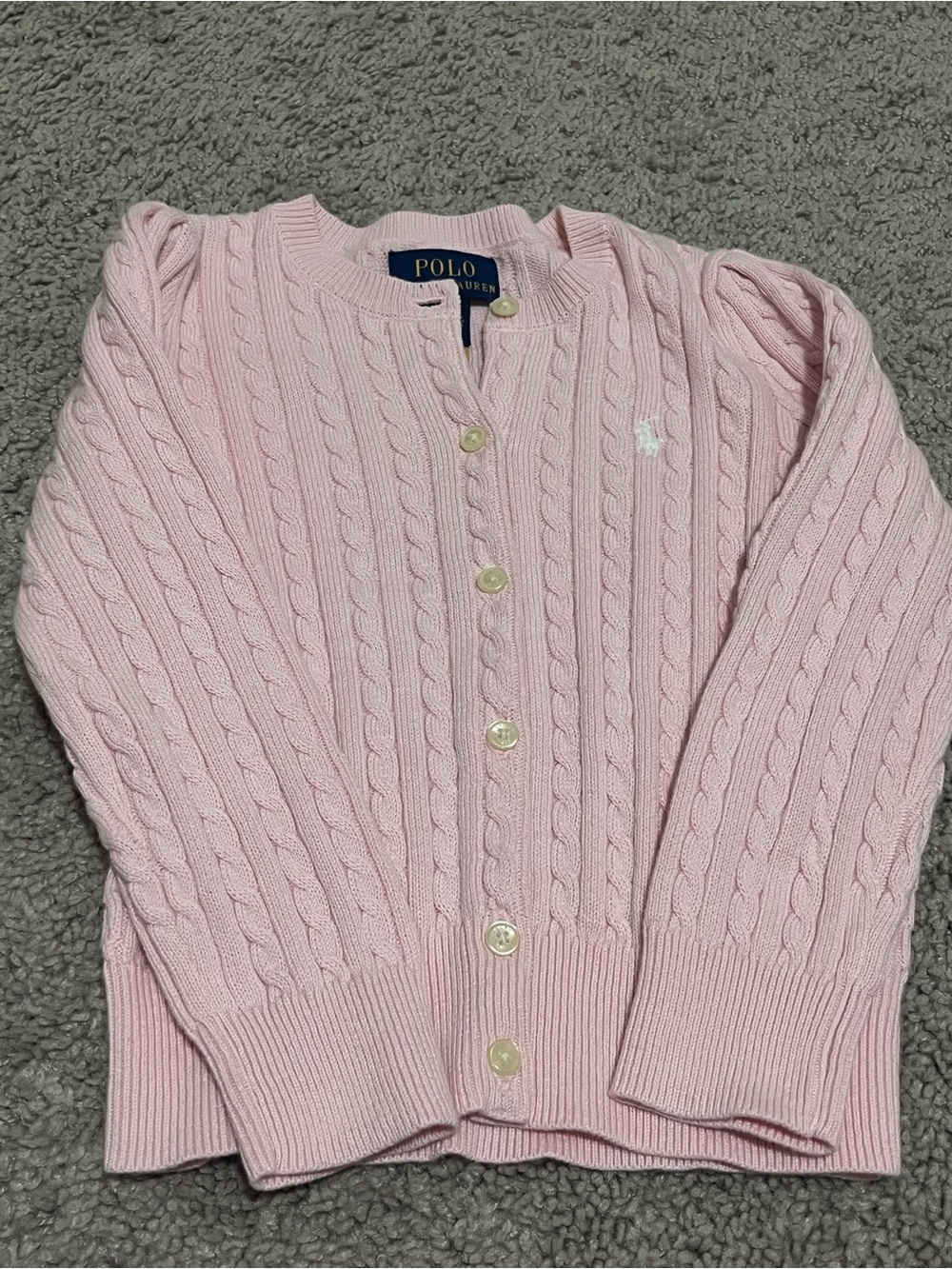 Polo by Ralph Lauren Pink Cable-Knit Button Cardigan NWOT 3T
